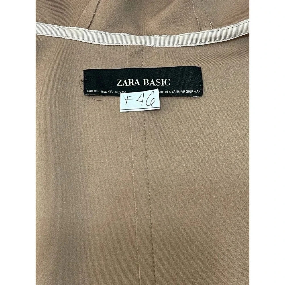 Zara Coat Women's‎ Faux Suede Trench Cream Beige Belted Mid Length Hooded Sz S